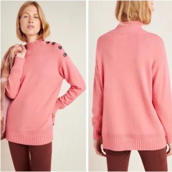 Anthropologie Sweaters - Anthropologie Margarita pink tunic mock neck sweater XS
